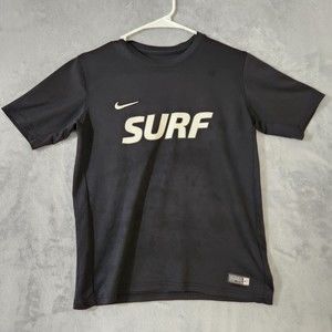 Nike Dri-Fit Surf Black T-Shirt Kids Large Side Mesh Short Sleeve Shirt